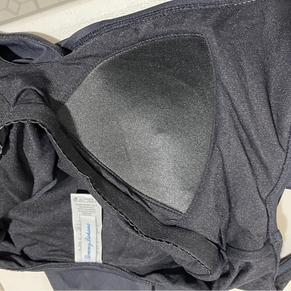 Tommy Bahama Pearl Clara Wrap One Piece Swimsuit Black Size 14 Tummy Control - Picture 7 of 10